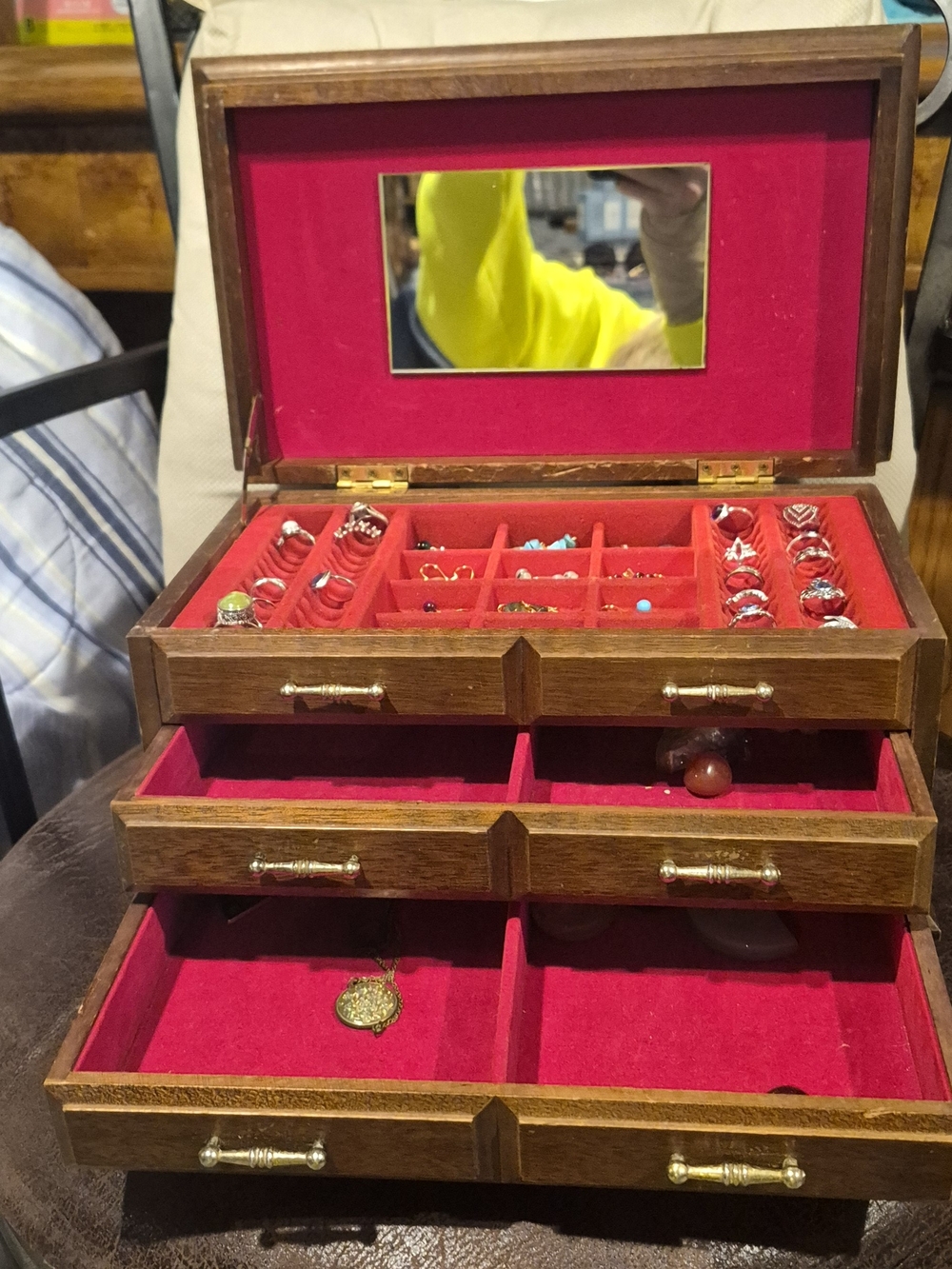 Vintage Wooden Jewelry Chest (1960s/70s Japan) - Great Condition!